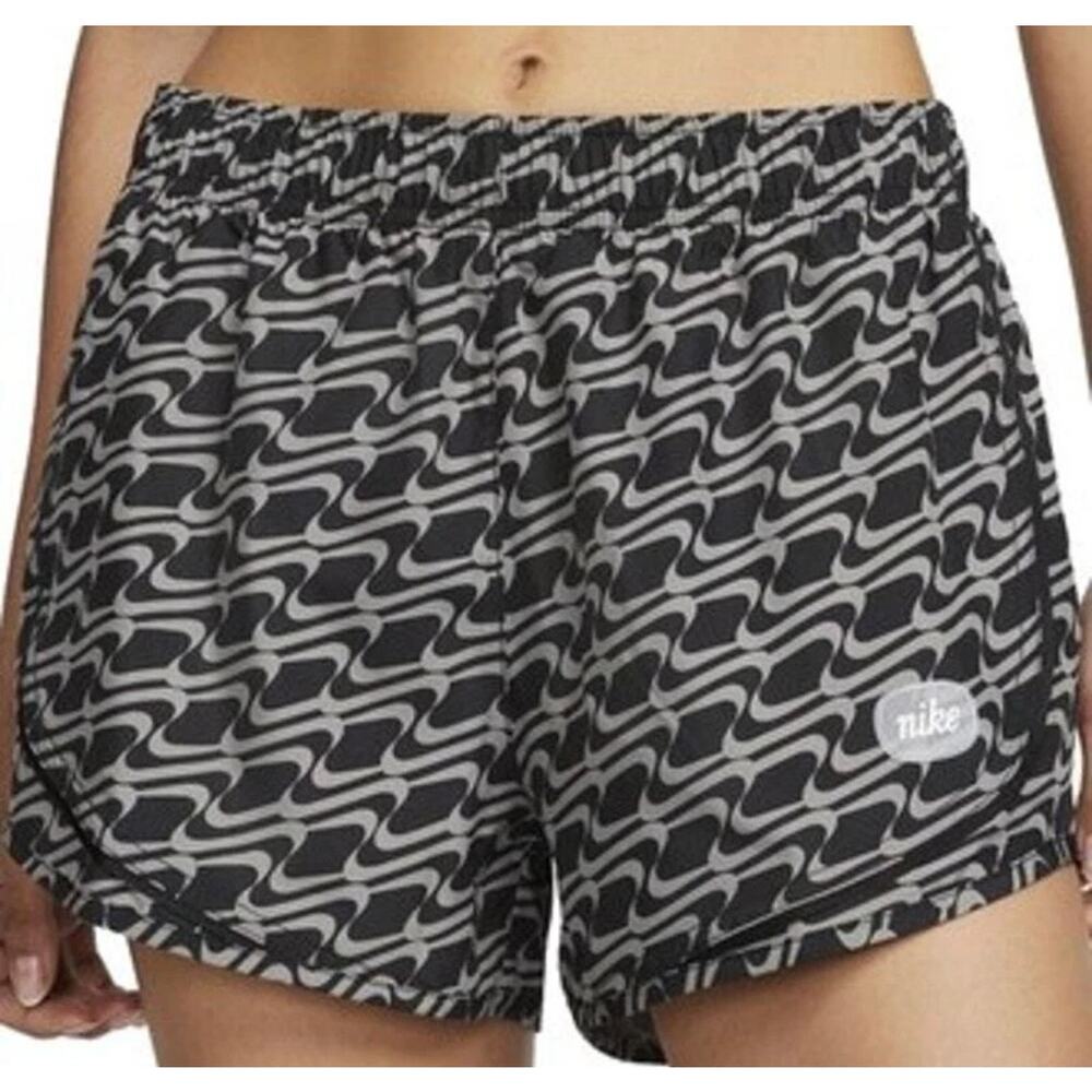 NIKE Women's Black & Gray Dri-FIT Tempo Icon Clash Running Shorts Size Medium